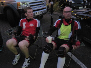 Norman and James resting at Moira Time Station